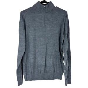 Reiss NWT Blackhall Wool Half Zip Pullover Black Hallmid Grey Melange Size S